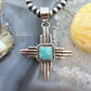 Sterling Silver Southwestern Style Square Mohave Turquoise Unisex Zia Pendant