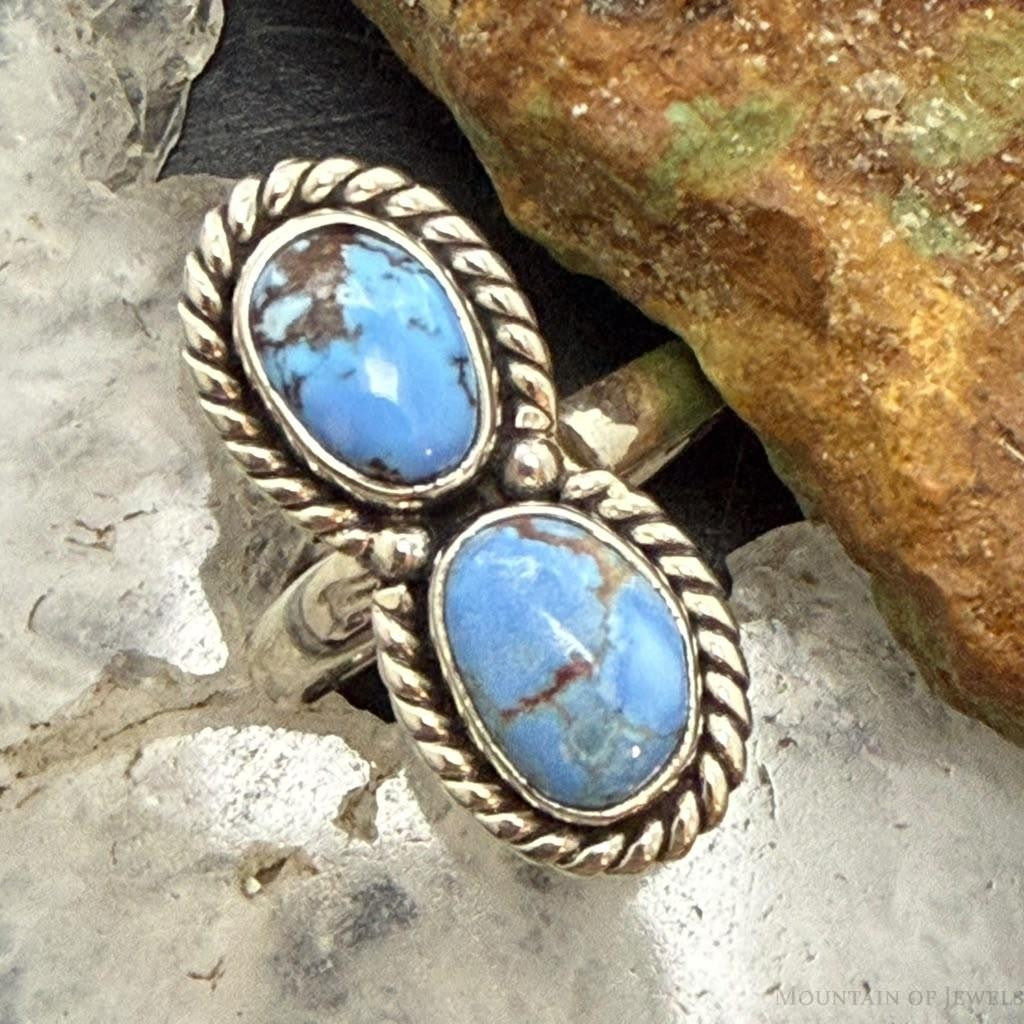 Sterling Silver Southwestern Style Golden Hill Turquoise Ring Size 8.75 For Women