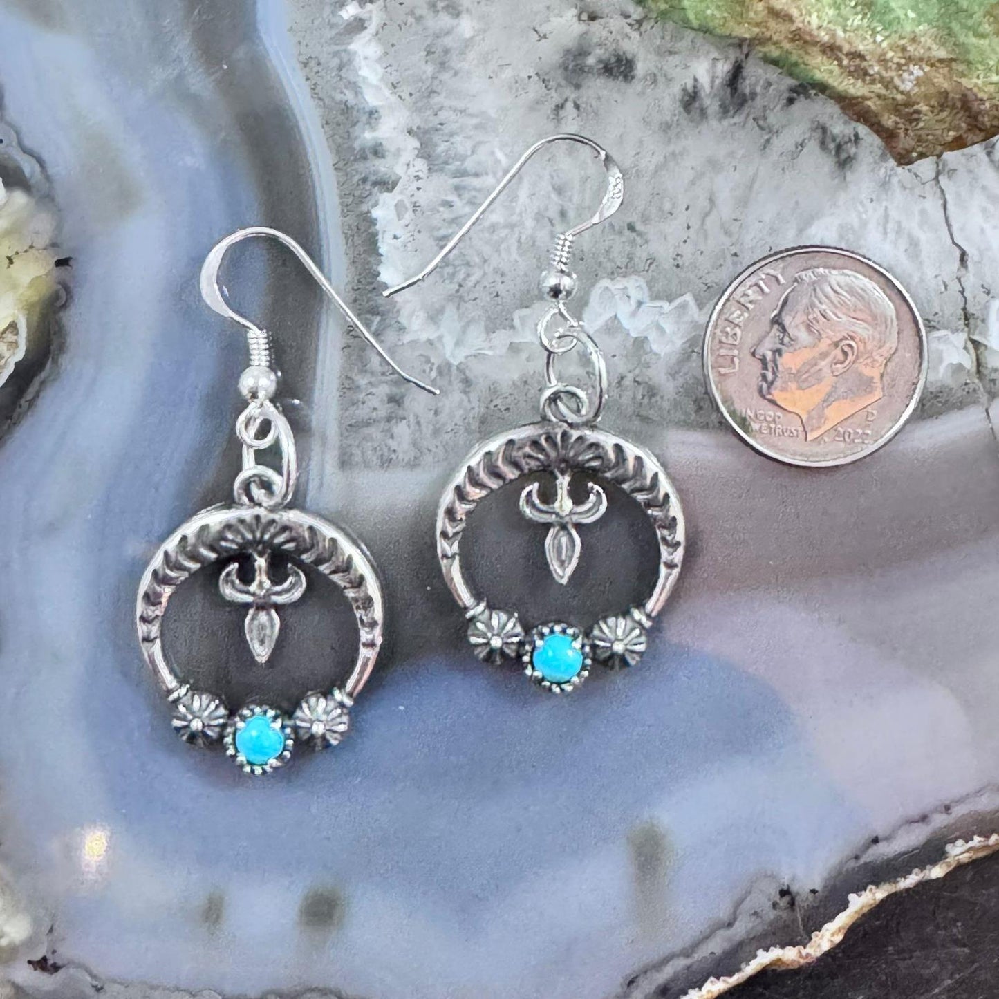 Carolyn Pollack Sterling Silver Turquoise Naja Dangle Earrings For Women