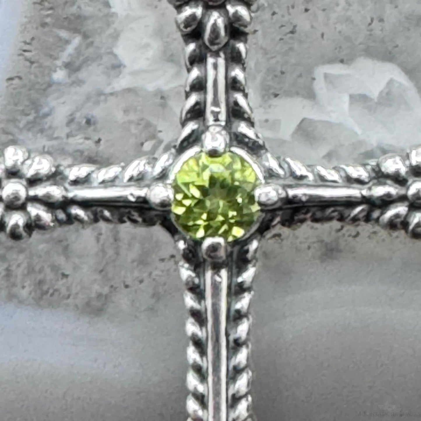 Carolyn Pollack Sterling Silver Peridot Dot Decorated Cross Pendant For Women