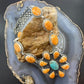 Sterling Silver Southwestern Style Spiny Oyster & Turquoise Cluster Lariat 22" Necklace For Women