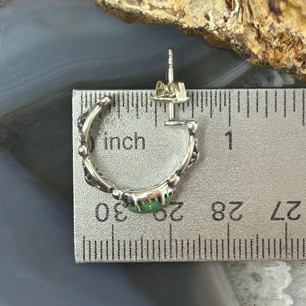 Carolyn Pollack Sterling Silver Green Turquoise w/Concho Hoop Earrings For Women