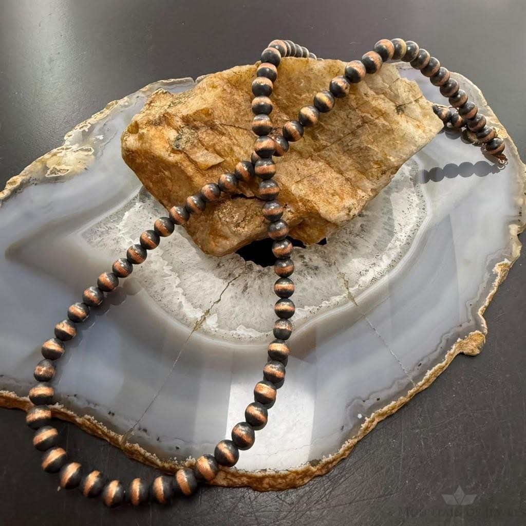 Copper Navajo Pearl Beads 6 mm Length 20"-24" Necklace For Women