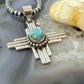 Sterling Silver Southwestern Style Oval Mohave Turquoise Unisex Zia Pendant #1