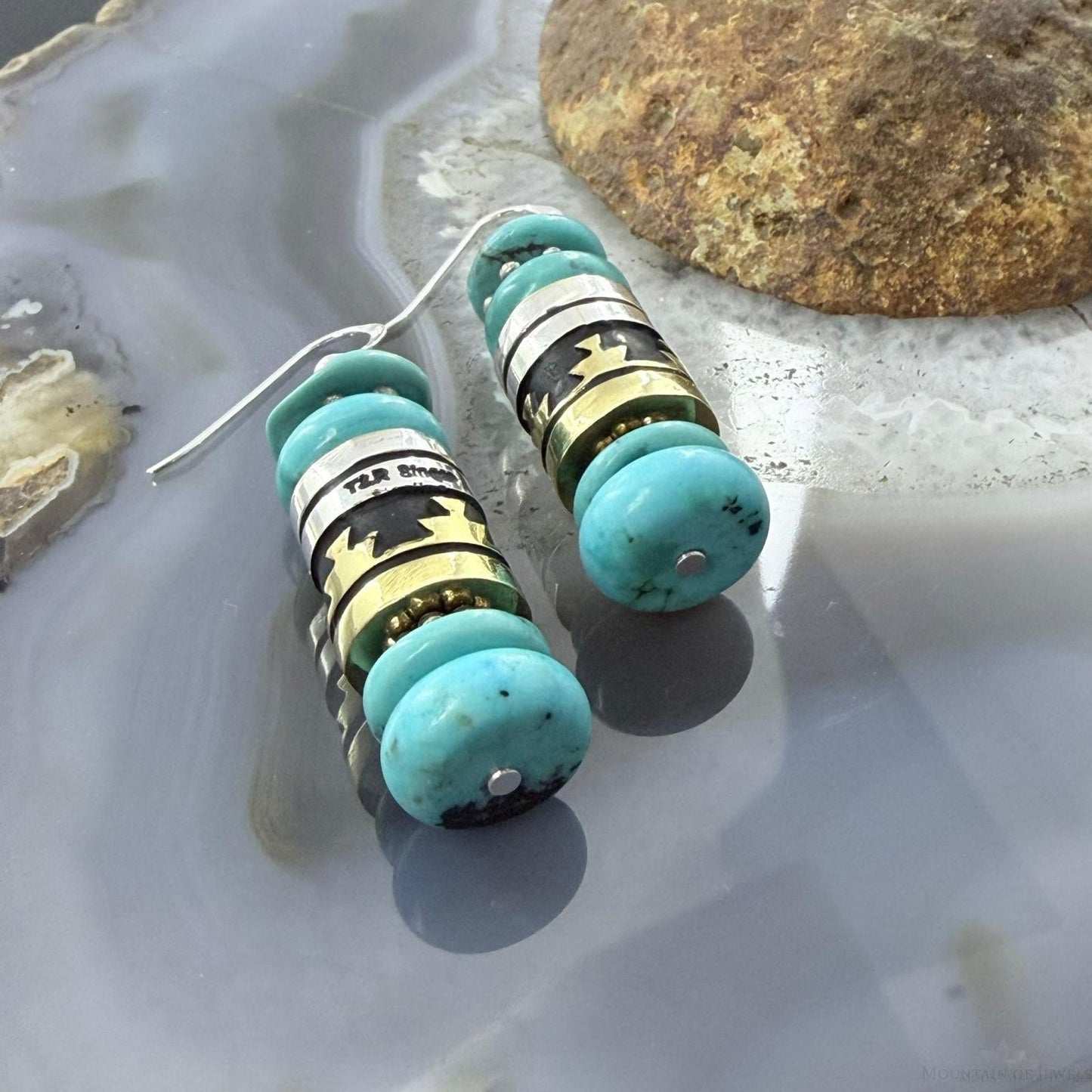 Tommy & Rosita Singer Sterling Silver Turquoise Beads Dangle Earrings For Women