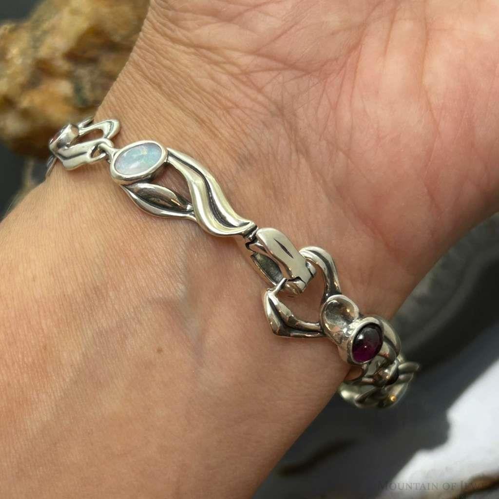 Carolyn Pollack Sterling Silver Multi-Gemstone Link Foldover Bracelet For Women