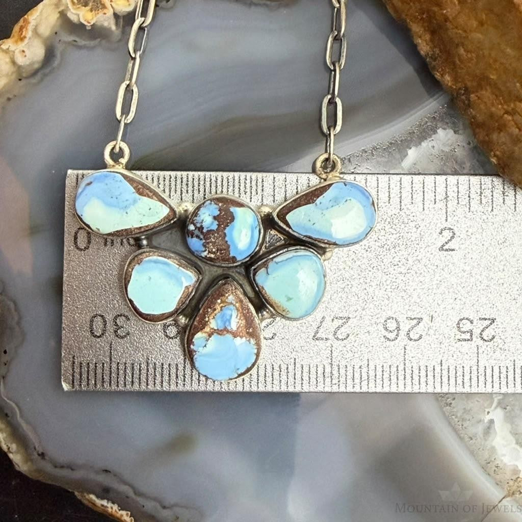 Sterling Silver Southwestern Style Teardrop Golden Hill Turquoise Necklace For Women