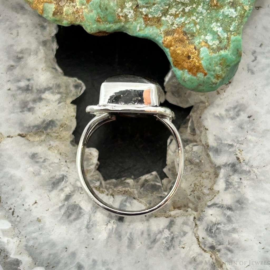 Native American Sterling Silver Rectangle Black Jack Bar Ring Size 6.75 For Women