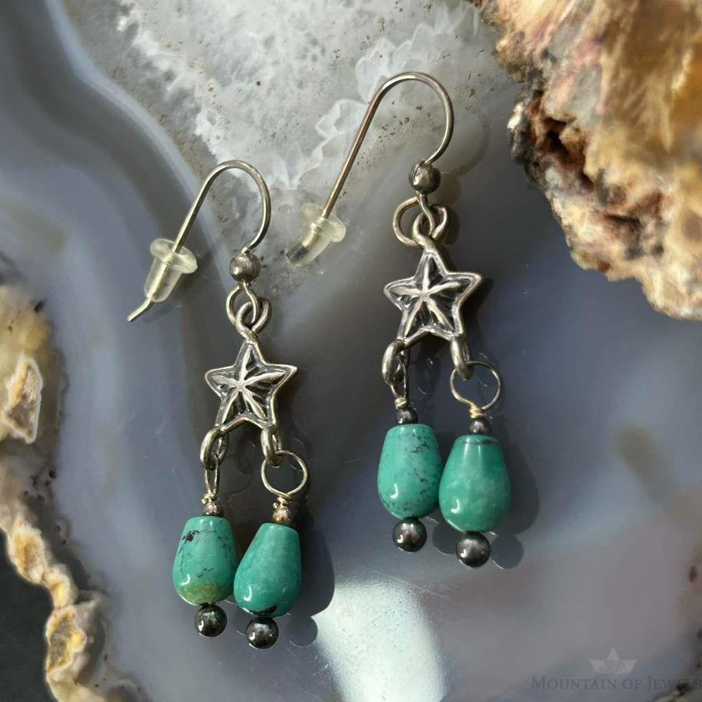 Carolyn Pollack Sterling Silver Turquoise Beads & Star Charm Dangle Earrings For Women