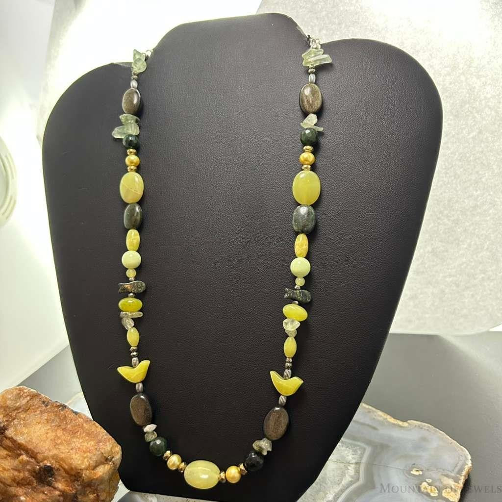 Carolyn Pollack Sterling Silver Serpentine & Prehnite Bead Necklace For Women