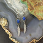 Carolyn Pollack Sterling Silver Lapis with Feather Dangle Earrings For Women