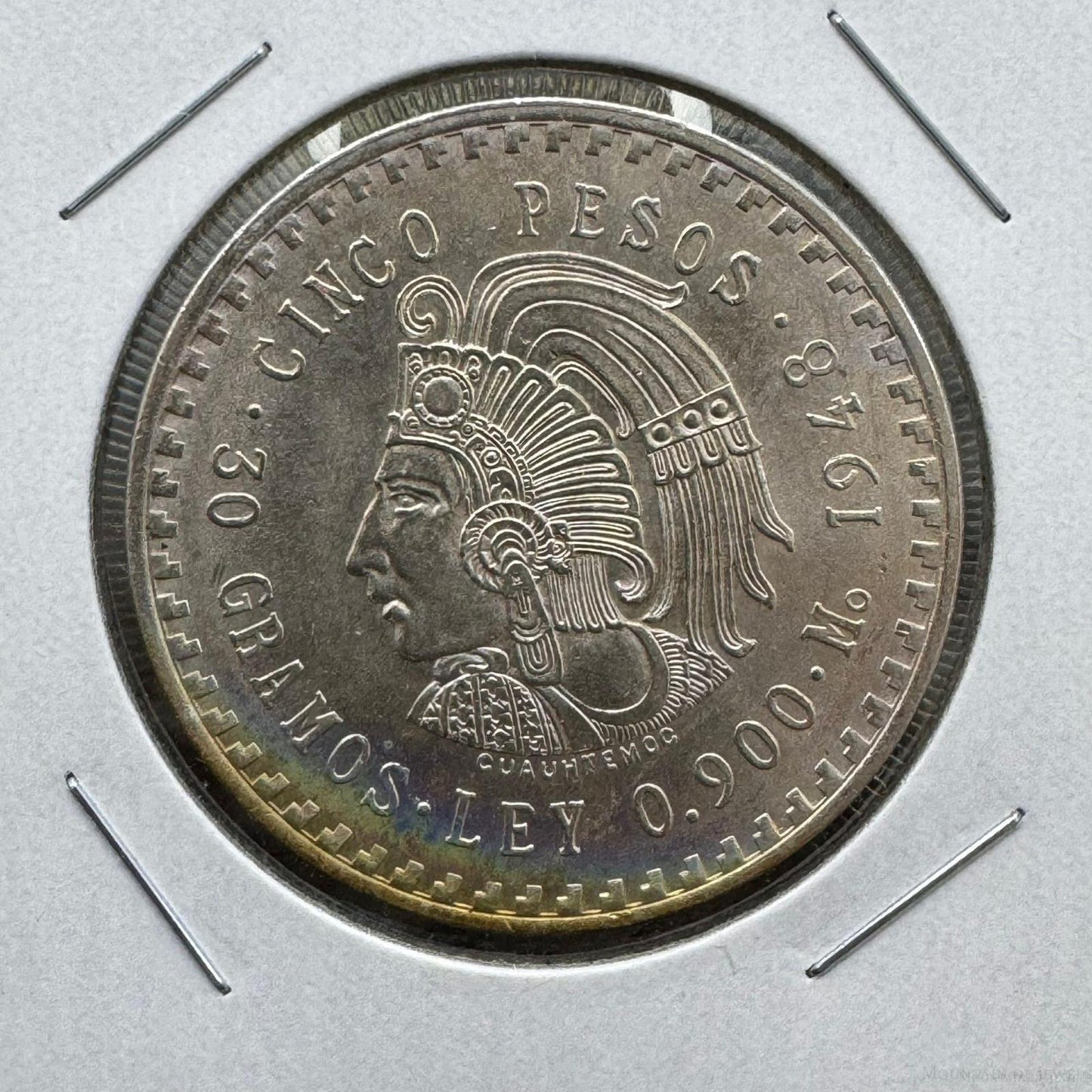 1948 Mexico 5 Pesos 30 gr 90% Silver Coin AU #52524-3GE