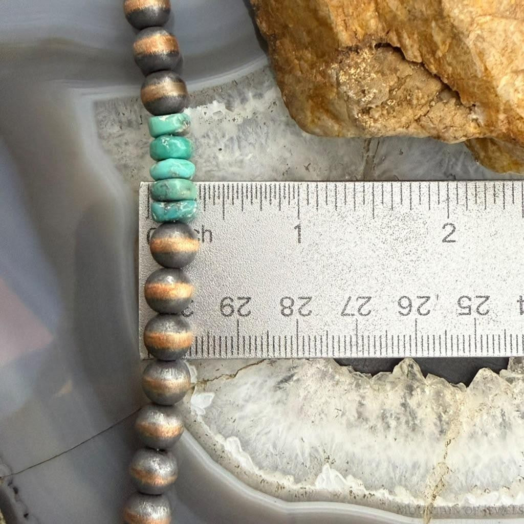 Southwestern Style Copper 8mm Round Navajo Pearl Beades &Turquoise Disk Necklace For Women