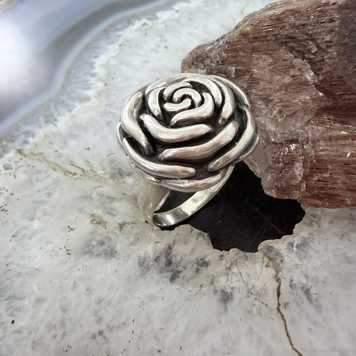 Sterling Silver Electroform Small Rose Fashion Ring Size 7.25 For Women
