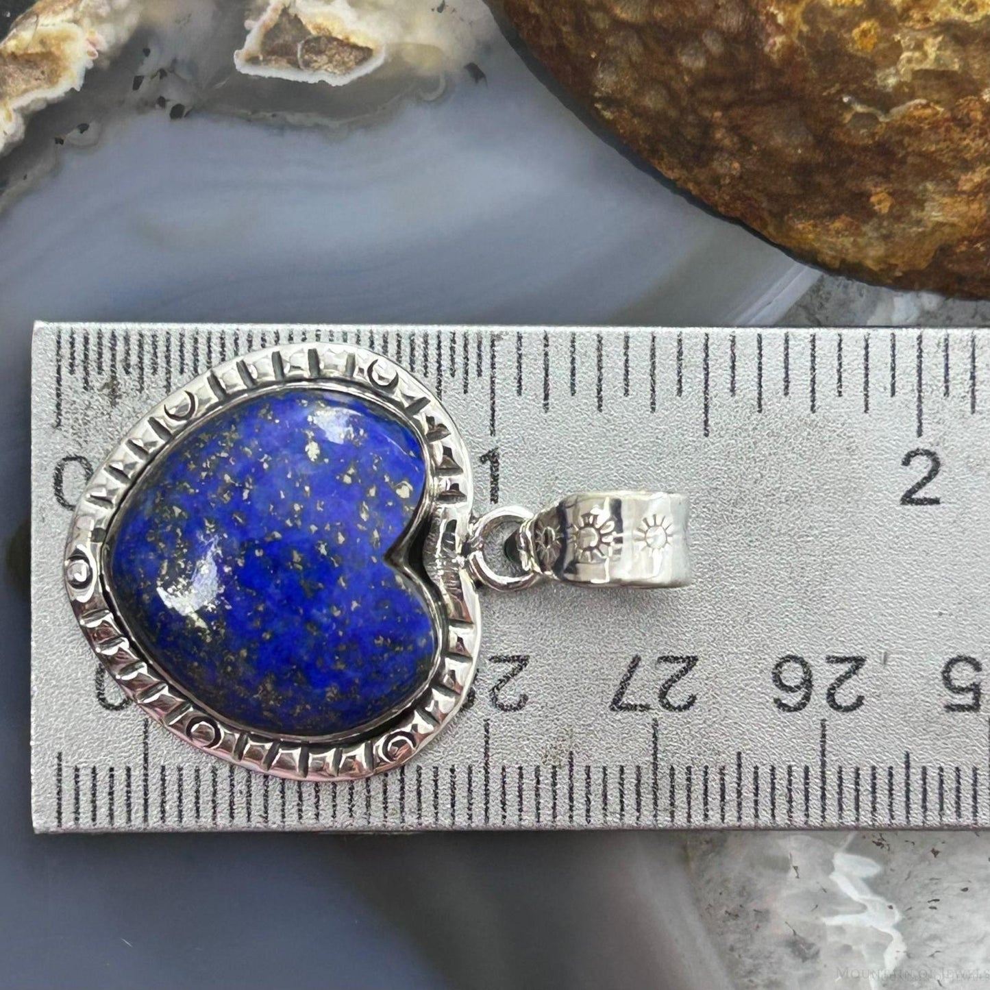 Sterling Silver Southwestern Style Lapis Lazuli Heart Pendant For Women