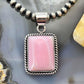 Native American Sterling  Silver Rectangle Pink Conch Decorated Pendant For Women #2