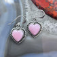 Native American Sterling Silver Heart Shape Pink Conch Dangle Earrings For Women