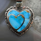 Native American Sterling Silver Blue Ridge Turquoise Double Heart Pendant For Women #4