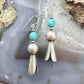 Sterling Silver Southwestern Style Squash Blossom Turquoise Dangle Earrings For Women