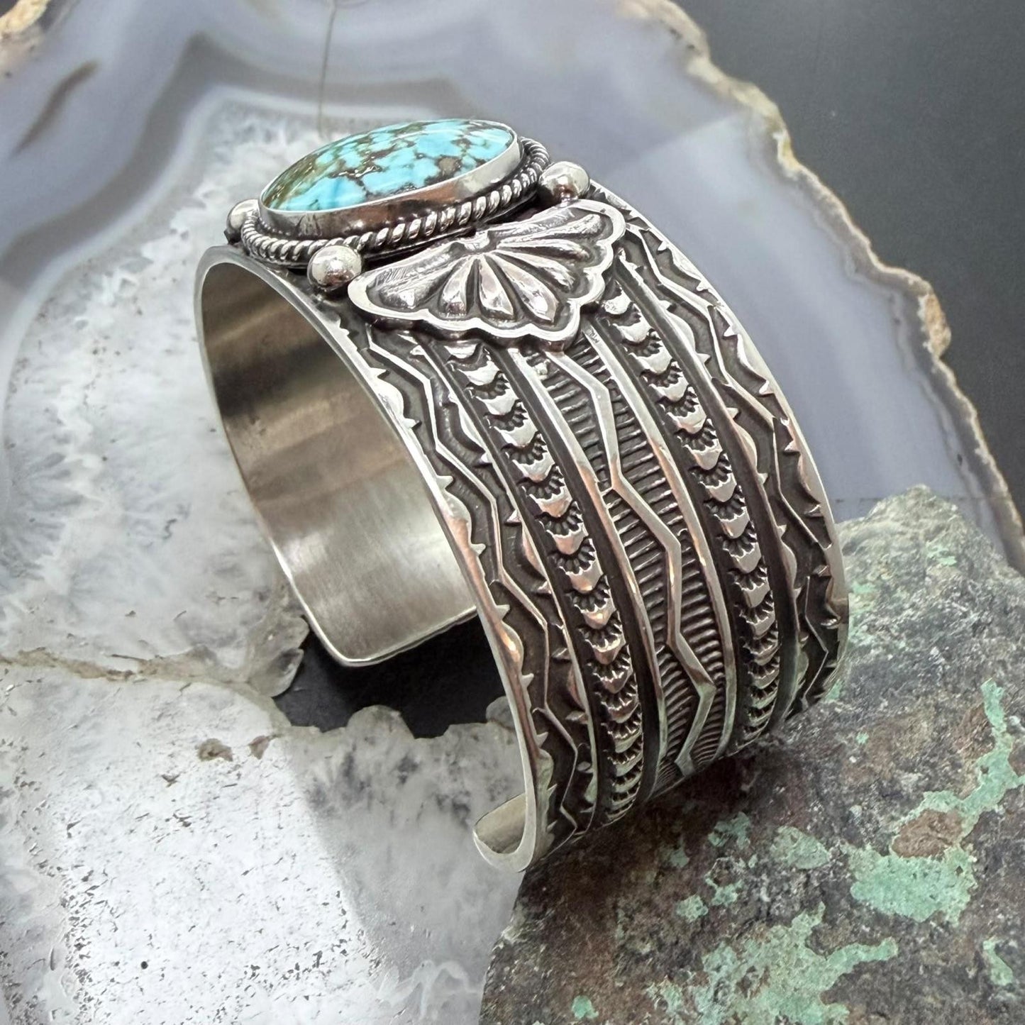 Sunshine Reeves Sterling Silver Native American High Grade Kingman Turquise Unisex Cuff