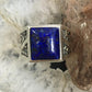 Carolyn Pollack Sterling Silver Square Denim Lapis Decorated Unisex Shield Ring