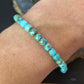 Sterling Silver Faceted Turquoise Beads 7.5" Bracelet For Women