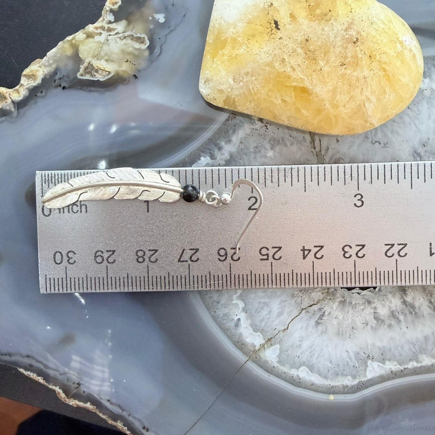 Anthony Gatewood Sterling Silver & Onyx Bead Feather Dangle Earrings For Women