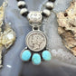 Genuine 1943 90% Silver Mercury Dime Coin w/Teardrop Turquoise Decorated Pendant