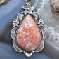Sterling Silver Southwestern Style Teardrop Red Plum Decorated Pendant For Women