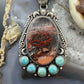 Sterling Silver Southwestern Style Oval Dendritic Jasper & Turquoise Pendant For Women