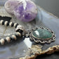 Sterling Silver Southwestern Style Oval Dark Emerald Decorated Pendant For Women