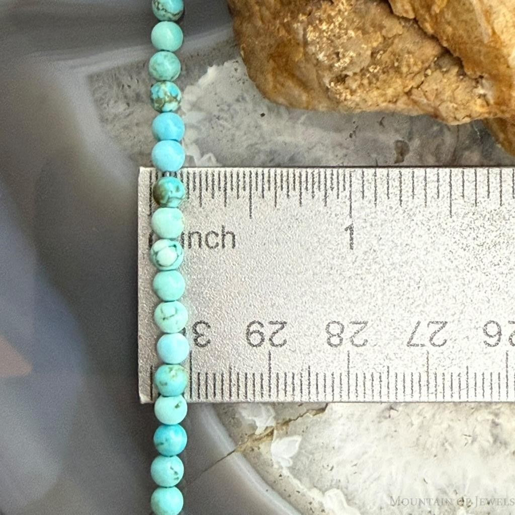 Sterling Silver 4mm Rounded Turquoise Beads 16" Necklace For Women