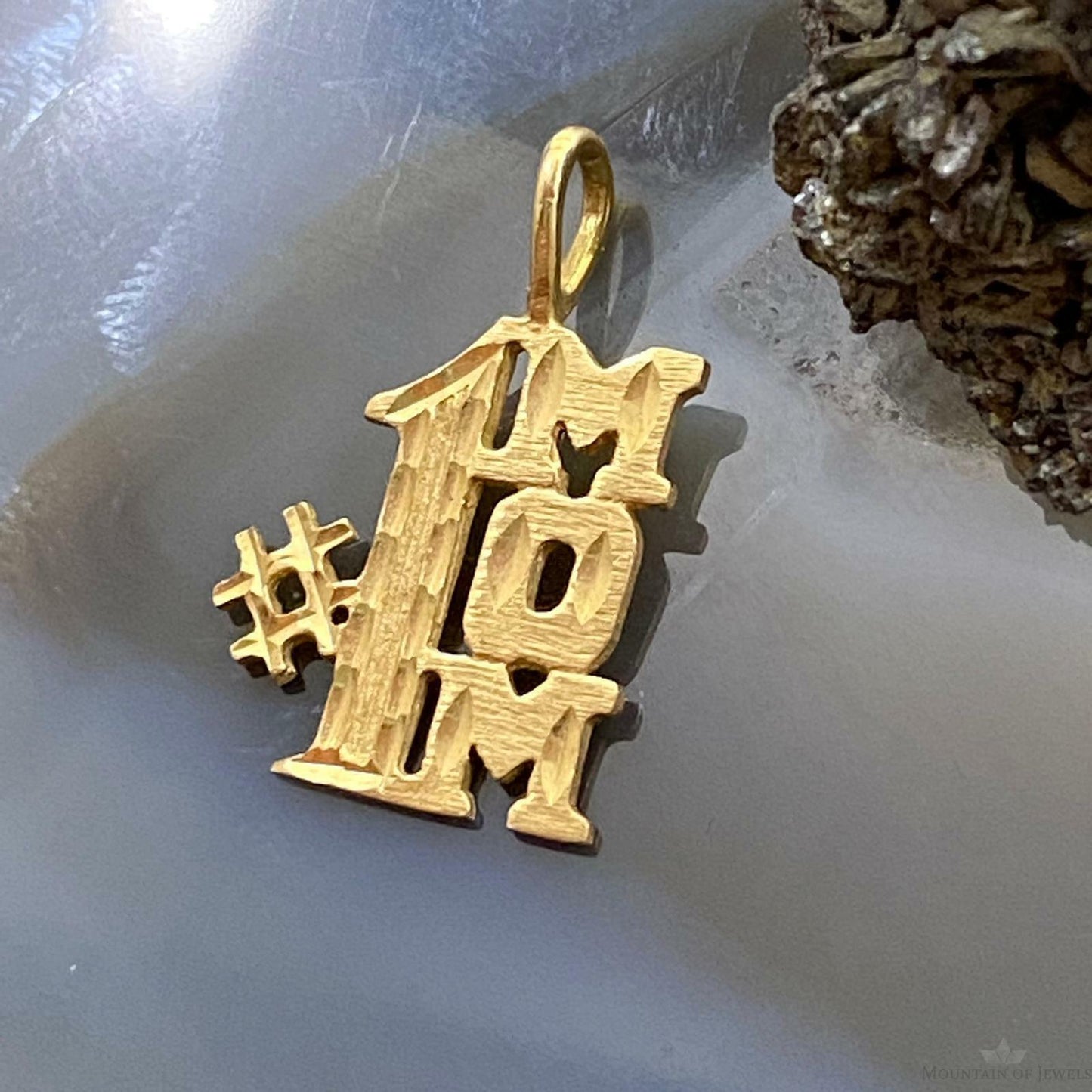 14K Yellow Gold "# 1 Mom" Charm For Women