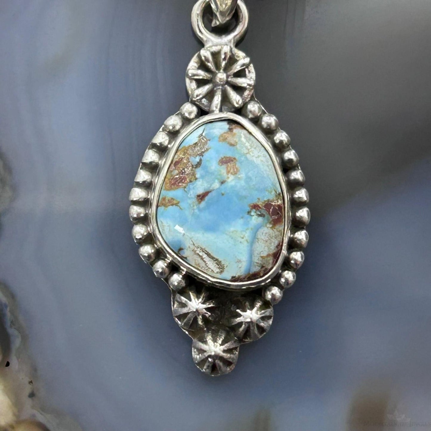 Sterling Silver Southwestern Style Golden Hill Turquoise Decorated Pendant For Women