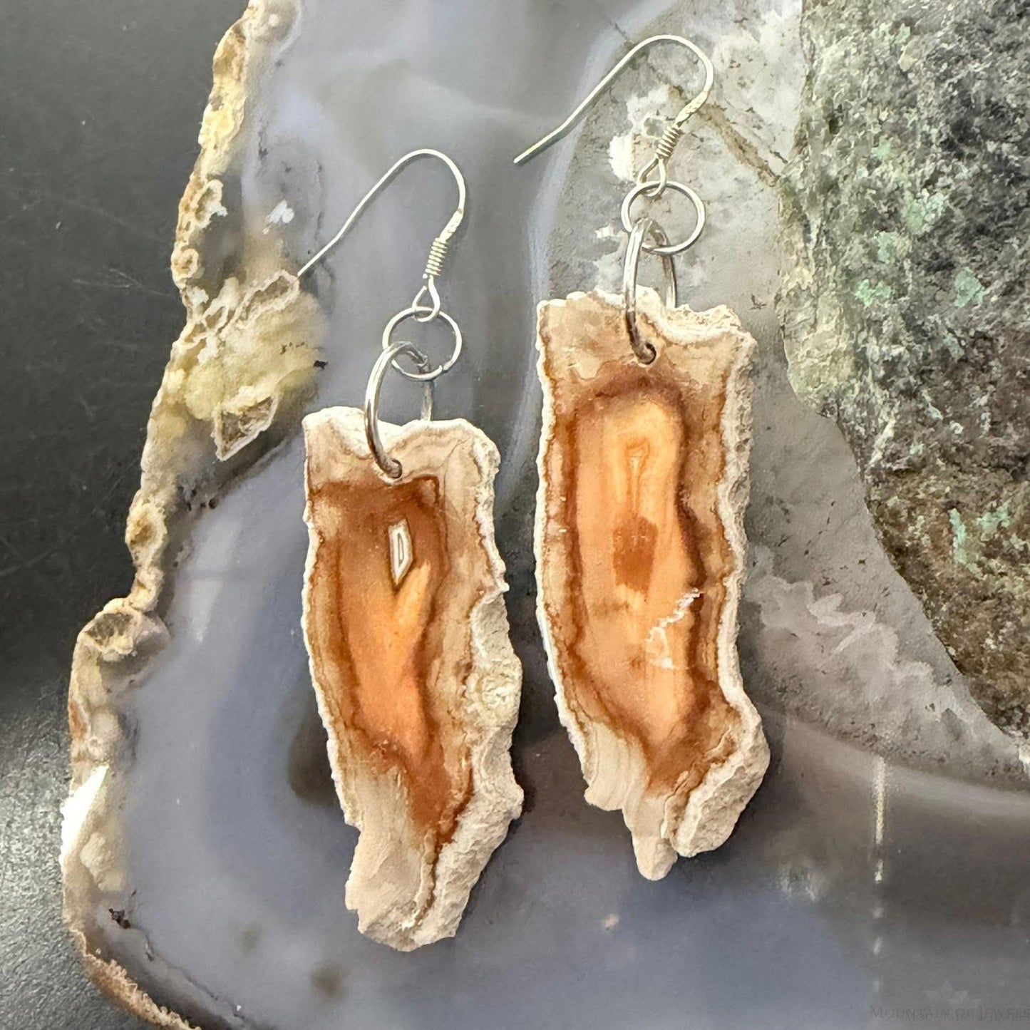 Sterling Silver Agate Slab Dangle Earrings For Women #405