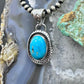 Native American Sterling Silver Oval Turquoise Decorated Unisex Pendant