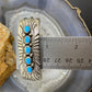 Vintage Native American Silver Turquoise Row Stamped Overlay Cuff For Women
