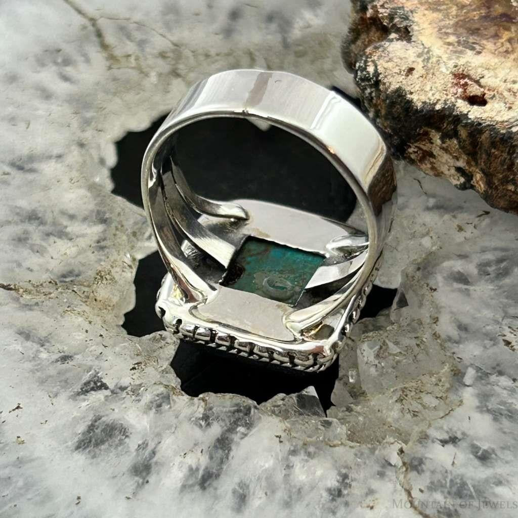 Sterling Silver Southwestern Style Square Shattuckite Ring Size 7.25 For Women