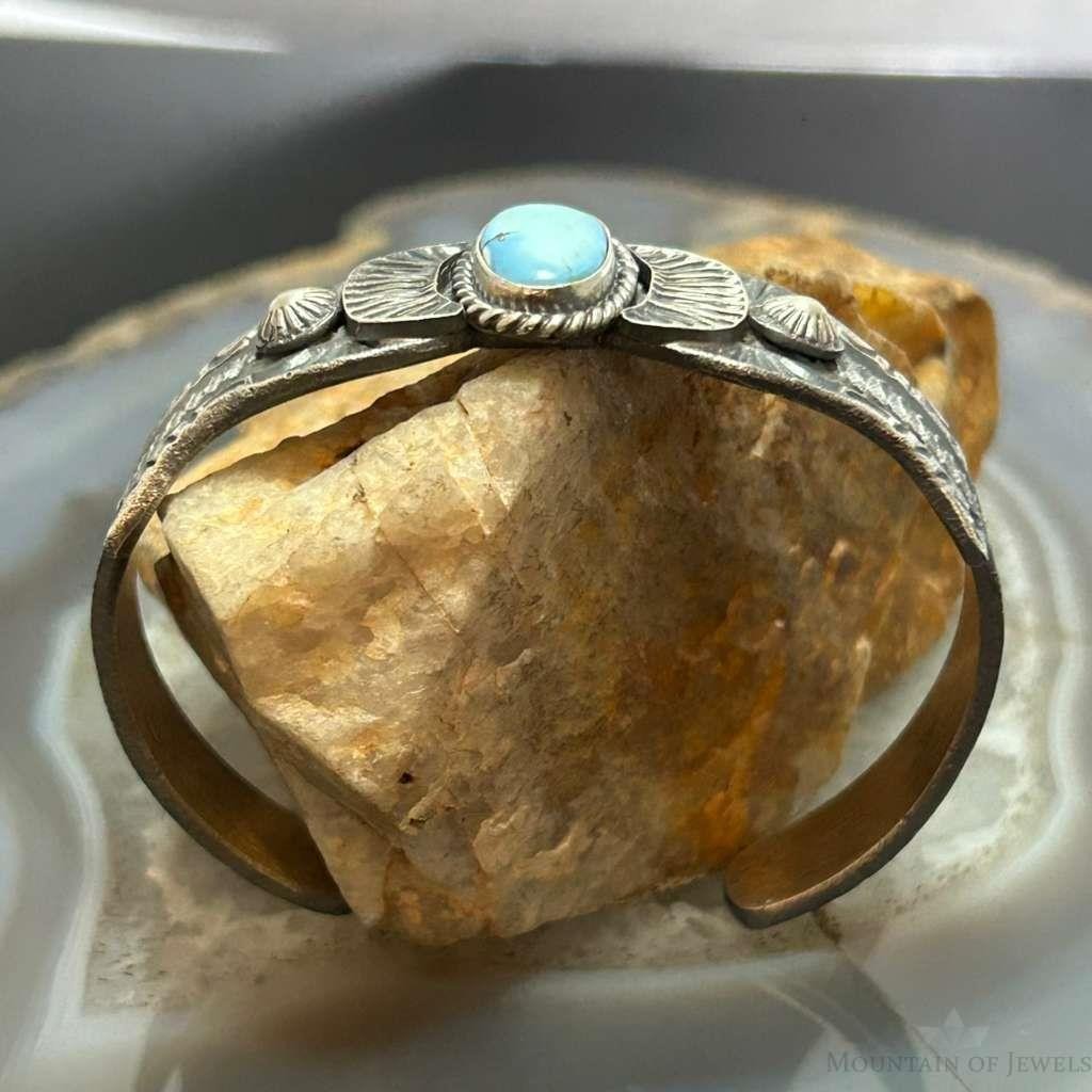 Kevin Billah Native American Sterling Silver Oval Turquoise Bracelet For Women