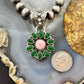 Native American Sterling Silver Pink Conch &Chalcedony Cluster Pendant For Women