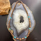 Southwestern Style Copper Navajo Pearl & Cylinder w/Sediment Jasper 18" Necklace For Women