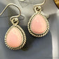 Sterling Silver Southwestern Style Teardrop Pink Conch Dangle Earrings For Women