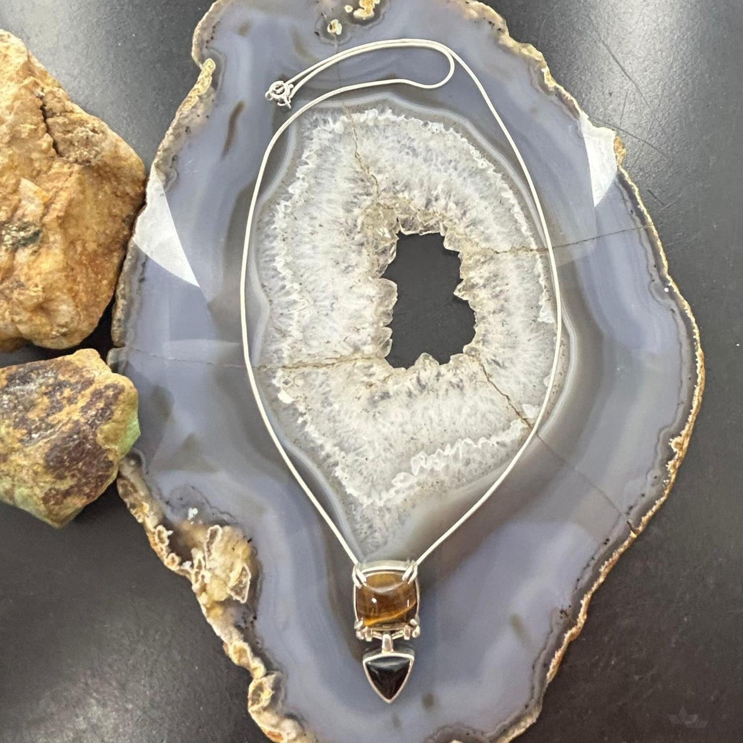 Carolyn Pollack Sterling Silver Tiger's Eye & Onyx 18" Necklace For Women