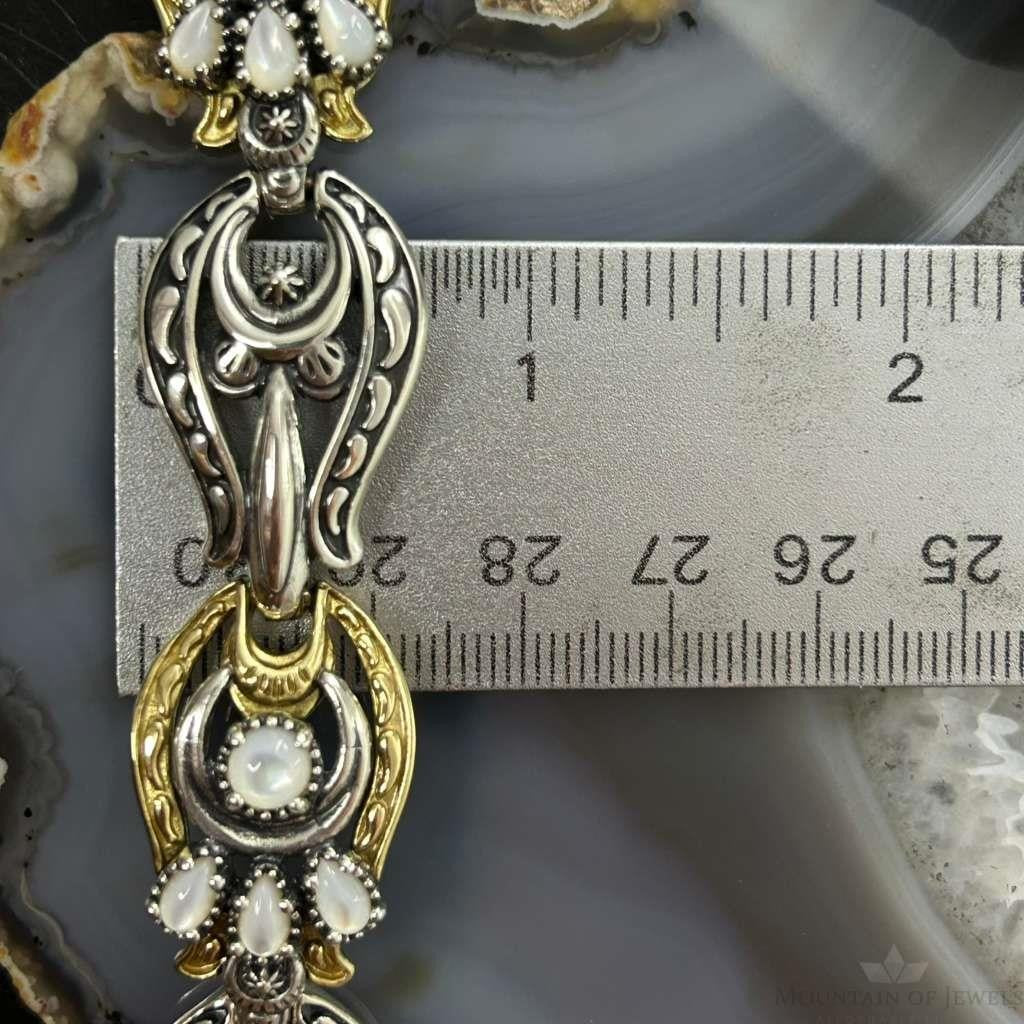 Carolyn Pollack Sterling Silver & Brass w/Moonstone Link Bracelet For Women