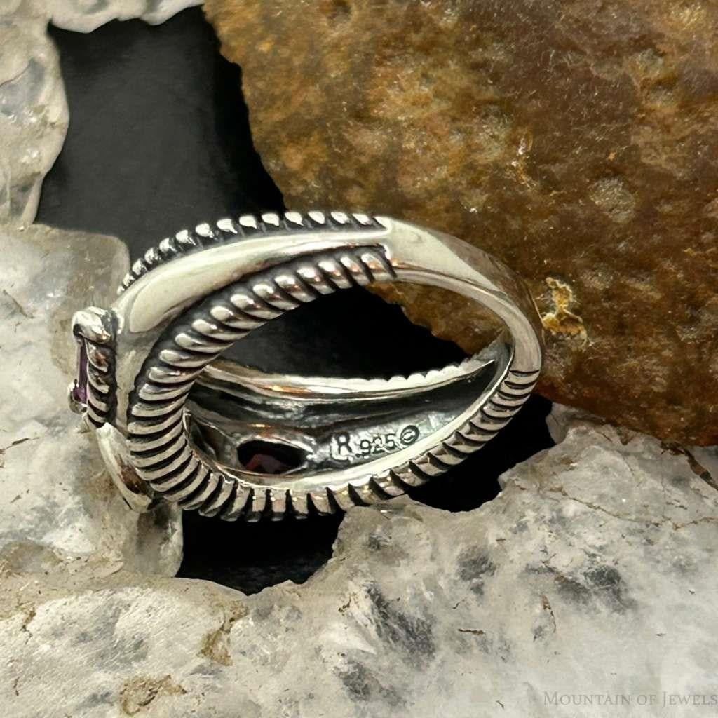 Carolyn Pollack Sterling Silver 3 Faceted Tourmaline Ring Size 5 For Women