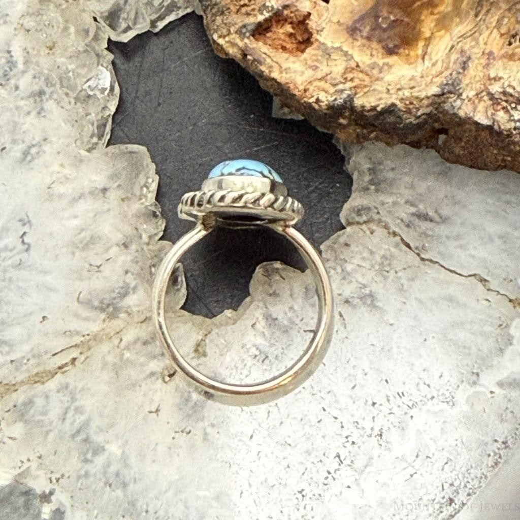 Sterling Silver Southwestern Style 2 Golden Hill Turquoise Ring Size 6 For Women