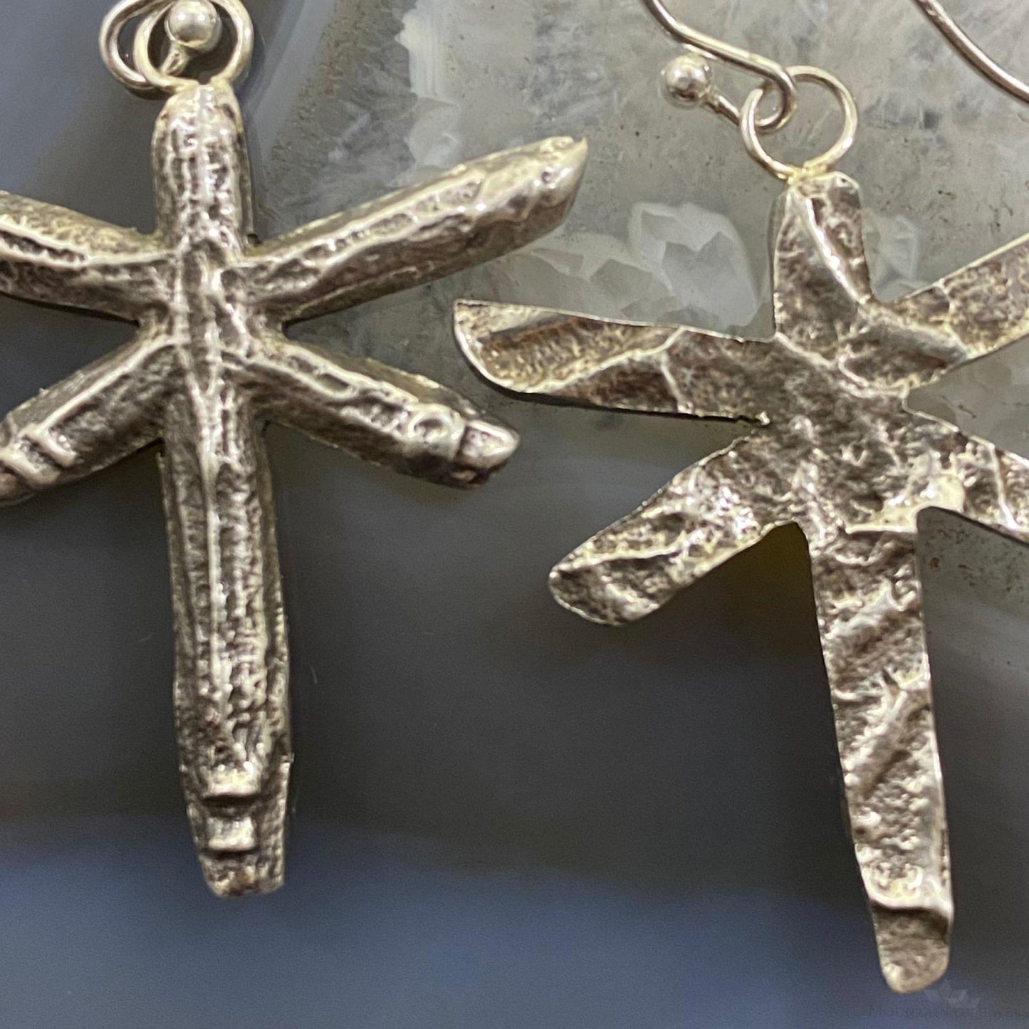 Cheyenne Custer Sterling Silver Tufa Cast Double Sided Dragonfly Earrings
