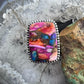 Sterling Silver Southwestern Style Rectangle Mohave Dahlia Ring Size 9.75 For Women