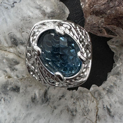 Carolyn Pollack Sterling Silver Oval Faceted London Blue Topaz Ring Size Variety