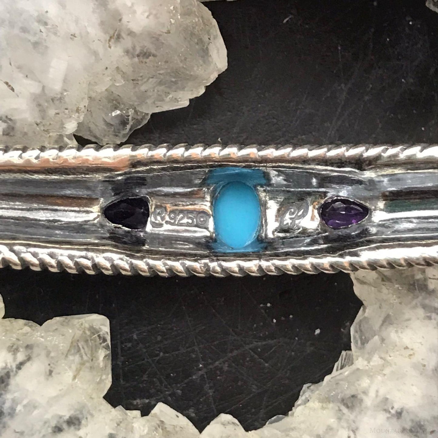 Carolyn Pollack Sterling Silver Turquoise & Faceted Amethyst Bracelet For Women